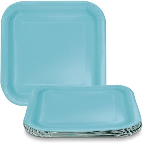 Unique 16 assiettes carrées en carton 18 cm Bleu sarcelle 46861