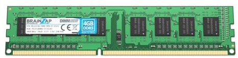 BRAINZAP RAM da 4 GB DDR3 DIMM PC3-12800U-11-12-A1 1Rx8 1600 MHz 1.5V CL11 Computer PC Memoria RAM