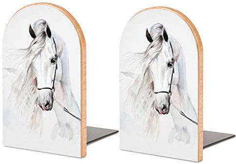 Packung Mit 2 Buchstützen Pferd Rutschfester Bücherständer Aus Holz Bücherregal Bücherhalter Für Home Desk Office Library