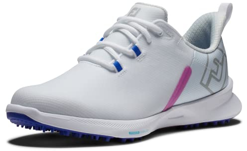 FootJoy Women's Fuel Sport Golf Shoe, White Pink Blue, 3.5 UK