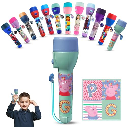 Peppa PlG Antorcha Roja Luz de flash LED para niños Antorcha Linterna LED Batería Correa de transporte Juguete de noche brillante Antorcha grande infantil - 16cm