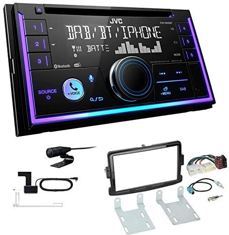 JVC KW-DB95BT 2-DIN Autoradio CD-Receiver Digitalradio DAB+ Bluetooth USB passend für Dacia Duster ab 2013 Klavierlack schwarz