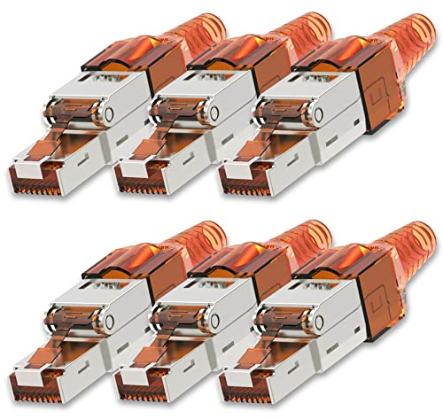 NEXMEX Netzwerkstecker 6X Cat 7 werkzeuglos CAT7 CAT7A RJ45 LAN UTP 600MHz Kabel Stecker ohne Werkzeug Crimpstecker werkzeugfrei CAT6a CAT6 CAT5 für Verlegekabel Patchkabel Netzwerkkabel
