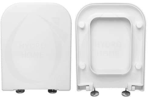 Copriwater Roca Set 2 Compatibile, Tavoletta Wc In Plastica Termoindurente Avvolgente Con Cerniere Regolabili,Asse Wc Colore Bianco MADE IN ITALY