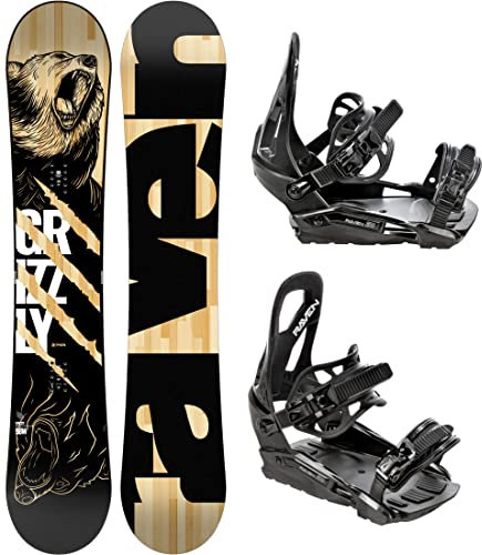 RAVEN Snowboard Set: Snowboard Grizzly + Bindung s230 (161cm + s230 Black M/L)