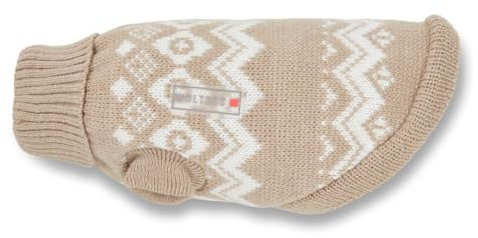 Wolters Norweger Pullover für Mops&Co., Größe:50 cm, Farbe:Taupe/Weiss