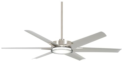 MINKA-AIRE F866L-BNW Deco 65 Outdoor Ceiling Fan with LED Lights, Brushed Nickel Wet