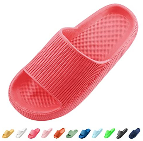 Sumvov Chaussures Claquette de Bain Piscine et Plage pour Femmes Hommes, Chaussons Tongs Antidérapantes Super Douces Semelle épaisse, Cozislides Original Slides Cloud Slippers(Rouge,40-41)