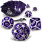 ENHANCE Würfelset aus Metall – 7 polyedrische Würfel mit 2-in-1-Würfeletui und Würfeltablett aus veganem Leder, Würfel aus massivem Metall für Dungeon and Dragon RPG (Lila Sammleredition)