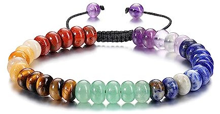 GEHECRST 7 Chakra Armband Edelstein Armbänder Natürliche Chakra Steine Yoga Armband Healing Reiki Energietherapie Glückbringen Edelstein für Damen Herren (Stil 2)