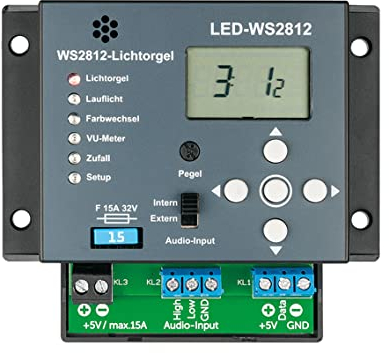 Lichtorgel LED-WS2812 z.B. Lauflicht, Farbwechsel, VU-Meter - FERTIGGERÄT