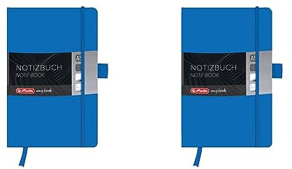 Herlitz 11369097 Notizbuch my.book Classic A5, 96 Blatt, kariert, blau (Packung mit 2)