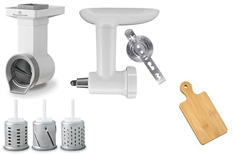 Kitchenaid Basic Zubehörset Fleischwolf Kunststoff+Messerschmidt Gemüseschneider+Gratis Schneidbrett