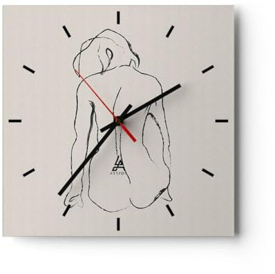 ARTTOR Moderne Wanduhr 40x40cm Quadrat Glasuhr Schwarz-Weiß Menschen - 5900