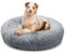 bluzelle Orthopädisches Hundebett für Grosse Hunde, 100cm Donut Kissen Waschbar Memory Foam Rund, Hundekorb Hundekissen Flauschig Plüsch Kunstfell Weich, Farbe:Hellgrau