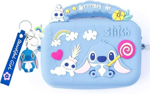 Sac à Main Enfant Fille avec Porte Clef Kawaii, Silicone Souple, Bandoulière Réglable - Petite Fille - Jolis Cadeaux Quotidiens/D'anniversaire