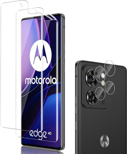 Holilo [2+2 Pezzi Pellicola Soft TPU per Motorola Edge 40 Vetro Temperato Pellicola Protettiva e Pellicola Fotocamera, Pellicola Durezza 9H Protezione Schermo HD Anti-graffio Anti-Impronta