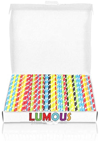GULLAIIR Paper Straws 150 Pack Paper Drinking Straws Bio Degradable Drinking Paper Straws Wedding Party, Party Straws, Restaurant, Juice Drinking Straws (150pcs Multi Polka Dot)