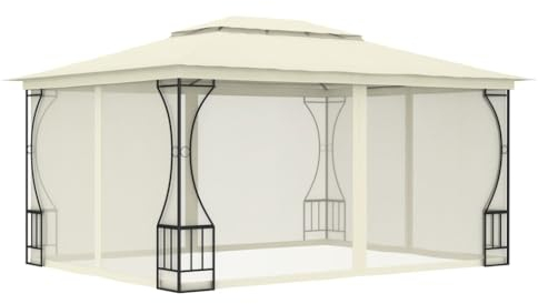 Furniture Home Tools Pavillon mit Netzen, 300 x 400 x 265 cm, Creme