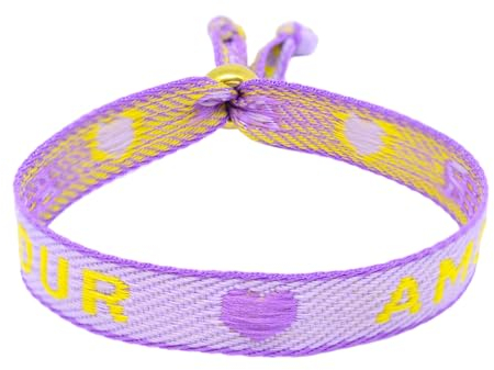 Selfmade Jewelry - Statement Festival Armband Stoff Armband Damen Stoffarmbänder in Pink für Festival Outfit Damen (AMOUR (Lila-Gelb)