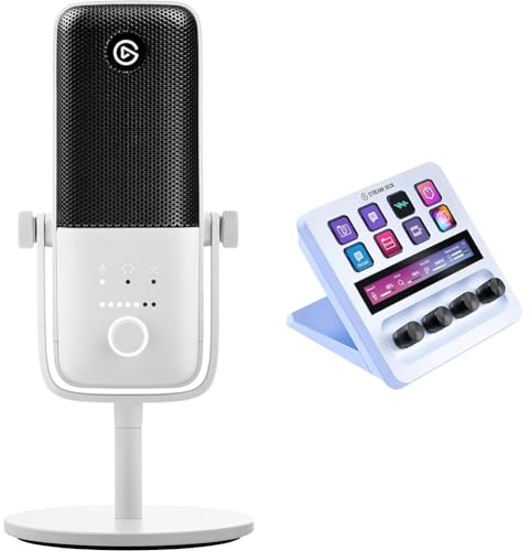 elgato USB Audio Mix Weiss Bundle - Audio-Mixer, Studio-Controller, USB-Kondensatormikrofon für Podcasting, Streaming, Content Creators, anpassbare Touch-Leiste, Drehregler und LCD-Tasten, PC/Mac