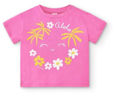 Tuc Tuc Camiseta Punto Manga Corta de niña en Fucsia y Estampado