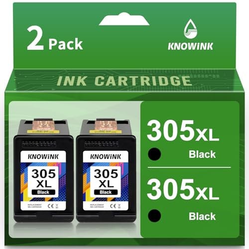 KNOWINK 305 XL Druckerpatronen Schwarz Kompatibel für HP 305 Patronen Schwarz 305XL für HP DeskJet 2710 2070e 2120 2721 Envy 6010 6020e 6420 6432(2-Pack)