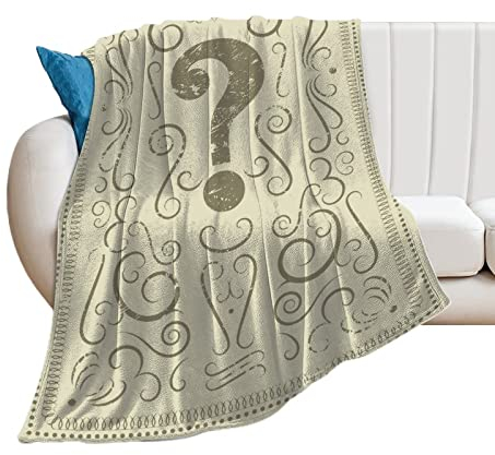 JUZGTSIT Decken-Überwurf, Fragezeichen, Vintage, Grunge-Ornament, Poster, Flanell, warm, weich, bequem, Plüschdecken, Wohnzimmer, Couch, Sofa, Bett, Schlafzimmer, Dekoration, Heimdekoration, 150 x 200