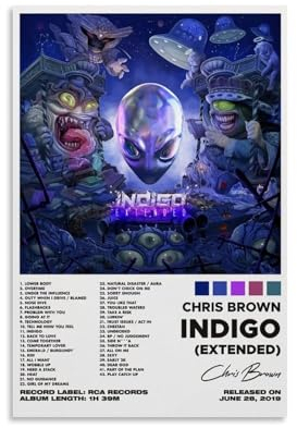 LISHDUNS Indigo by Chris Brown Album-Poster, Schlafzimmer, Wohnzimmer, Wanddekoration, Poster, Ästhetik, Art-Deco, 20 x 30 cm, ungerahmter Stil