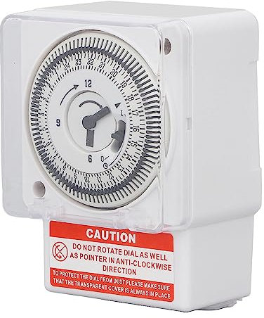 Minuterie Mécanique 24 Heures, SL, 189 Relais temporisé Programmable AC 220 V, Incréments de 15 Min, Moteur à Quartz, PC Ignifuge, Résistant à L'eau, Couvercle Anti-poussière