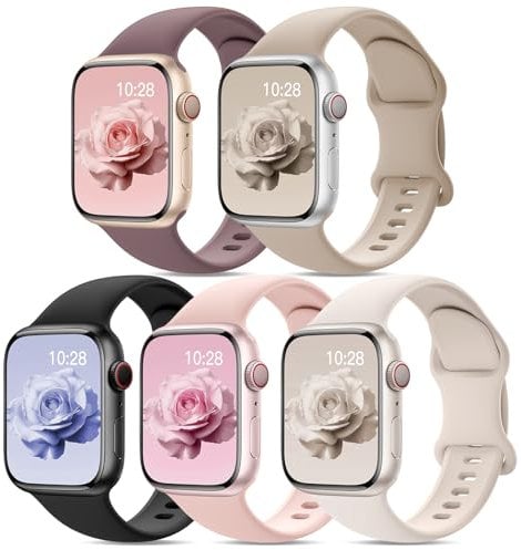 Yoohoo 5 Pack Silicone Straps Compatible with Apple Watch Straps 38mm 40mm 41mm 42mm(Series 10) Women Men, Upgraded Soft Sport Replacement Bands for iWatch Strap Series 10 9 8 7 6 5 4 3 2 1 SE