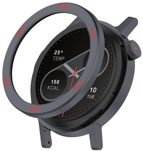 BeisDirect Lunetta interna per orologio CMF Pro2, lunetta in metallo CMF BY NOTHING Watch Pro2 di ricambio, con pellicola protettiva (grigio + rosso)
