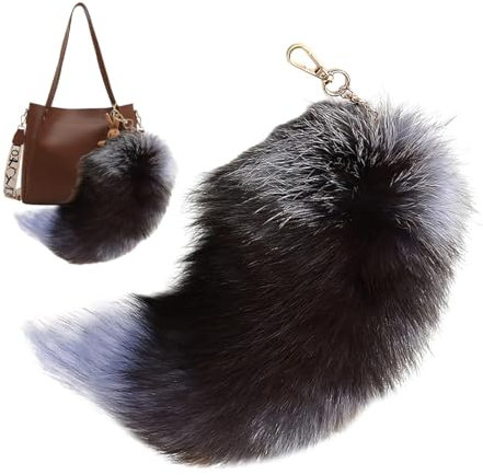 HSKRKOW 1 Stück Fuchsschwanz Anhänger 40Cm, Therian Tail Keychain Extra Groß, Fox Tail Bag Charms, Schlüsselring Tasche Zusätze Auto Schlüsselketten Anhänger Weich Flaumig Dicht Dekoration(A) (A) (E)