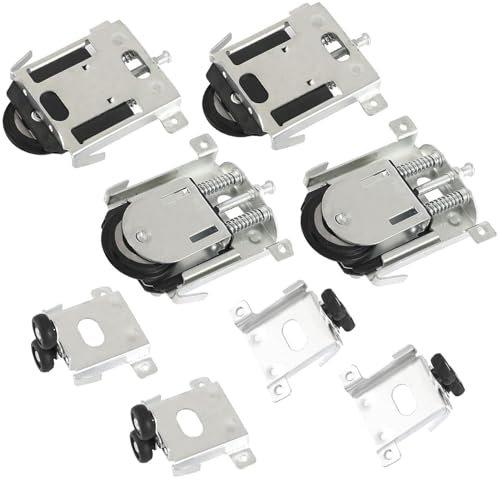 Roulette Porte Coulissante Placard,Roulette Coulissant Armoire,Kit Coulissante pour Porte de Garde-robe Roues Vitrines,Remplacement Porte Rouleau,Charge 30kg (4 Rouleau armoire noir)