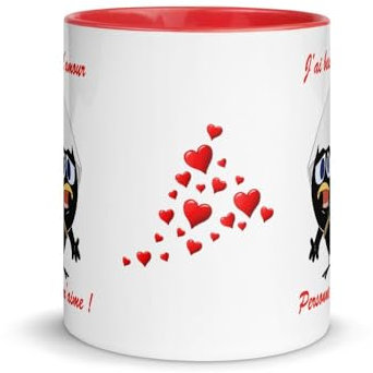 Jm-Déco Mug Caliméro - Idée Cadeau - Tasse en céramique coloré Couleur Rouge