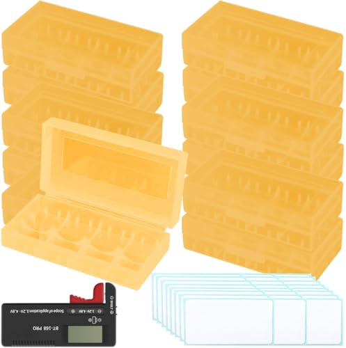 Xiatiaosann 12 Pcs 18650 16340 CR123A Battery Storage Case, 18650/16340/CR123A Portable Plastic Cell Battery Storage Case for Travelling Camping Home Battery Storage