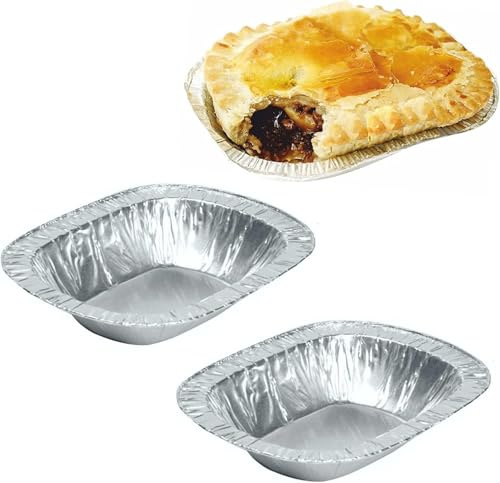 50 x Small Oblong Steak and Kidney Pie Foil Dishes - Rolled Edge | Disposable Aluminium Foil Trays for Baking, Freezing & Cooking | Food-Grade, Oven & Freezer Safe, Ideal for Catering & Home Use