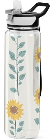 Sunny Sunflowers Sport-Trinkflasche, Tritan, groß, auslaufsicher, für Fahrrad, 907 ml, Gelb