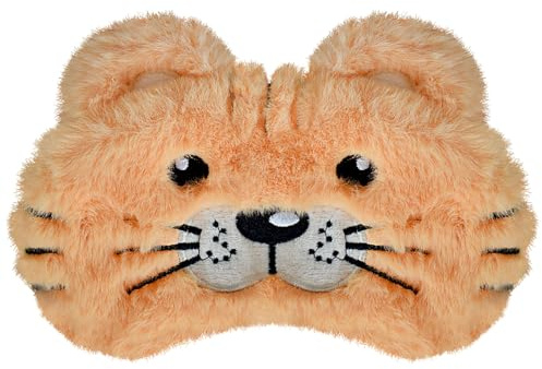 Ulife Mall Nette Tiger Schlafmaske, Lustige Weiche Flauschige Cartoon Tier Augenmaske Plüsch Erdbeere Seide Augenbinde für Mädchen Jungen Frauen Männer Party&Reisen