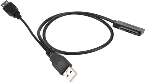 Yanmis Cable USB 2,0 a SATA, Cable Adaptador SATA Delgado de 13 Pines, USB a 7+6 Admite Intercambio en Caliente Plug and Play para Unidad de CD DVD ROM de Ordenador Portátil