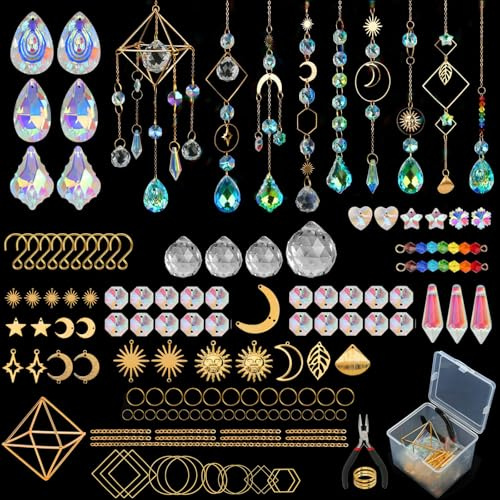 Kit de Fabrication DIY d’Attrape-Soleil avec 400 Pièces, Créez Votre Suncatcher pour Décor de Fenêtre, Ensemble de Cristaux Colorés à Suspendre pour Adultes & Enfants