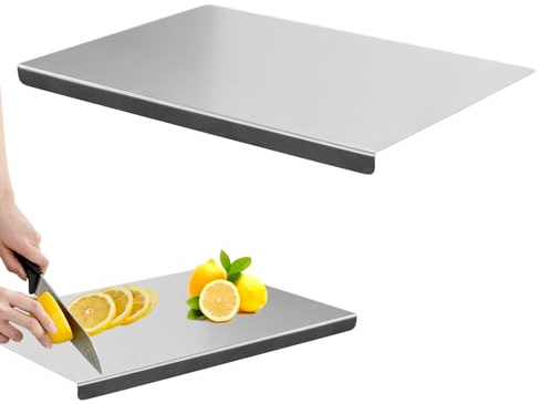 Hocadrv Cutting Boards 304 Stainless Steel Chopping Board for Kitchens | with Counter Lip Heavy Duty Cutting Board for Kneading Rolling Bread Baking Pastry Meat and Vegetables(40 x 30cm)