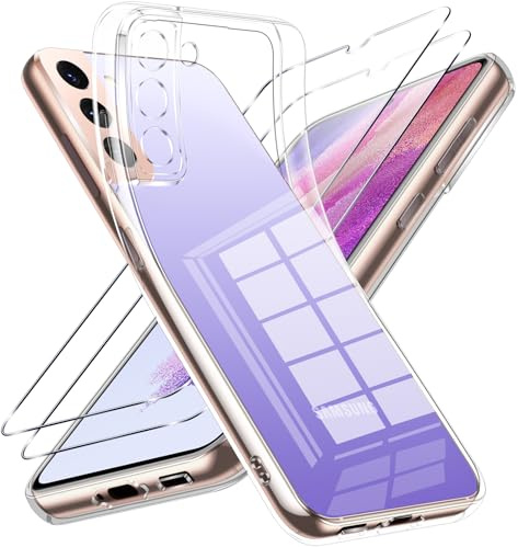 Viojrlra Funda para Samsung Galaxy S22 5G con 2 Piezas Cristal Templado Protector de Pantalla, Carcasa Transparente Suave TPU Silicona Case, Antigolpes Antiarañazos Funda para Samsung S22