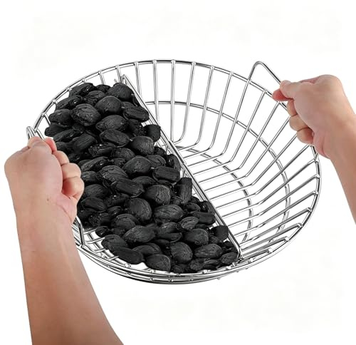 Charcoal Basket with Divider for Large Big Green Egg and Kamado Joe Classic, Stainless Steel Ash Basket for 18 Inch Ceramic Grill, Lump Charcoal Holder, 1 Pack