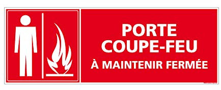 Signalétique.biz - Panneau Porte Coupe-Feu À Maintenir Fermée - Signalisation Incendie - 210 x 75 mm - Adhésif