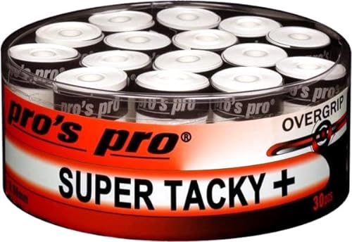 Pro's Pro Super Tacky Overgrip 30 STK. Griffbänder für Tennis, Badminton, Squash, Weiß