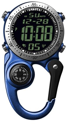Dakota Digital Backpacker Clip, Fob and Pocket Watch, Alarm, Stopwatch, Timer and Dual Time, Outdoor Gifts for Men and Women, Tactical Digital Watch