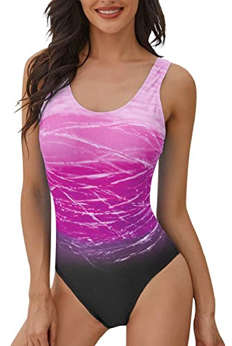 heekpek Costumi da Bagno Donna Sexy Tinta Unita Monokini Costume Trikini Gradient Sportivo Bikini Brasiliana Push up Un Pezzo Costumi Interi con Tracolla Incrociata, Viola, L