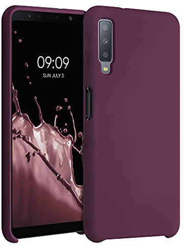 kwmobile Hülle kompatibel mit Samsung Galaxy A7 (2018) Hülle - Silikon Handy Case - Handyhülle weiche Oberfläche - kabelloses Laden - Bordeaux Violett