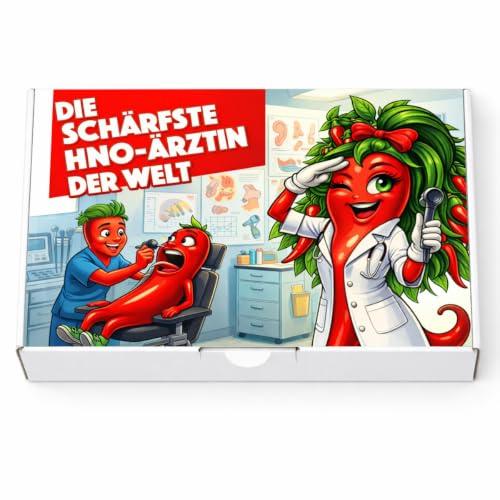 Schlump-Chili Die schärfste HNO-Ärztin der Welt - ein witziges Geschenk für eine Medizinerin! Eine originelle Dankeschön Geschenkidee z.B. zum Geburtstag, Weihnachten, Ostern